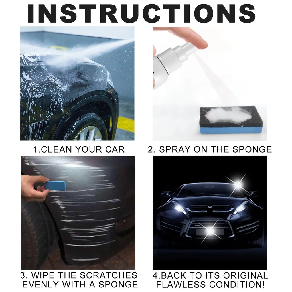 Car scratch repair spray can for DIY automotive paint scratch removal and sealing.