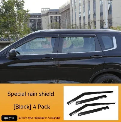 23 New Outlander window deflector 6-piece set in Black Warrior style installed on vehicle