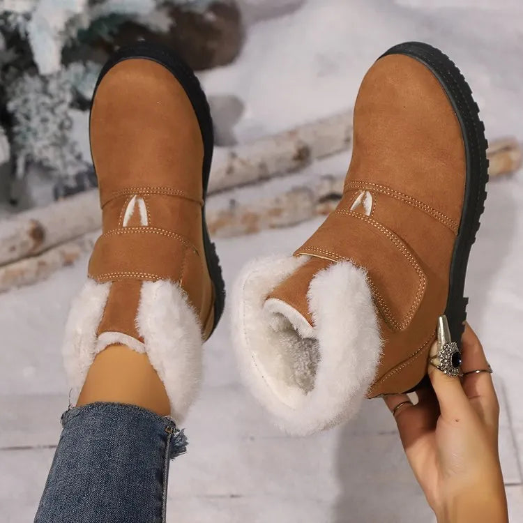 Velvet padded suede shoes in brown or black, unisex sizes 35-44, thick cotton warm slip-on footwear