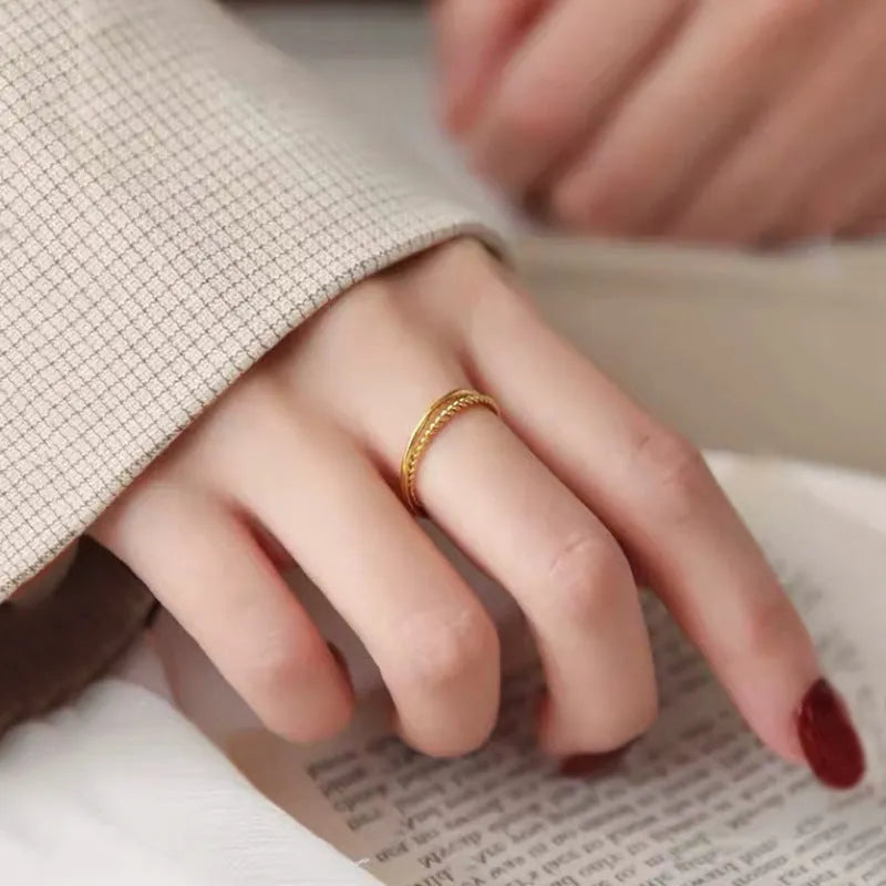 Brass gold plated women's ring in twist, glossy, or matte bracelet styles