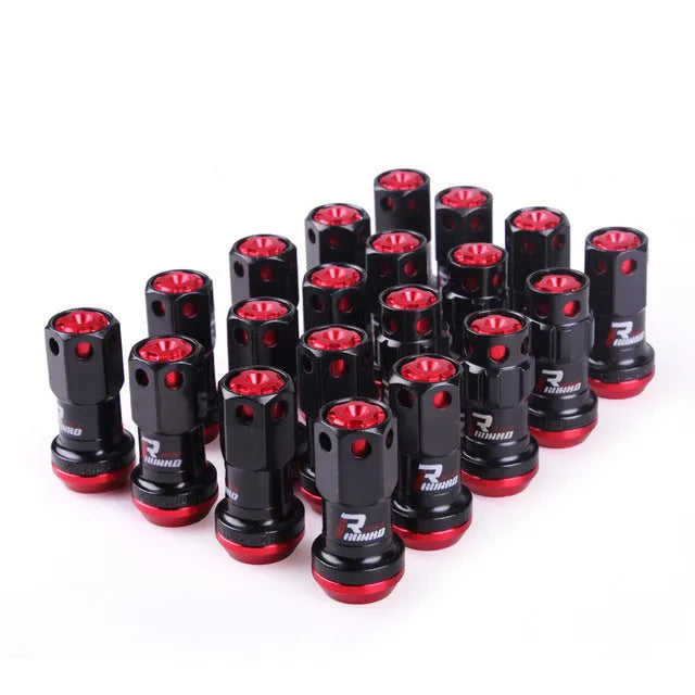 Forged aluminium wheel hub nuts in multiple colours with M12 thread for universal vehicle fitment