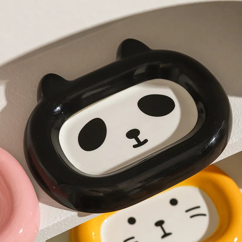 Ceramic pet bowl with colourful animal illustration, suitable for cat or small dog food and water.