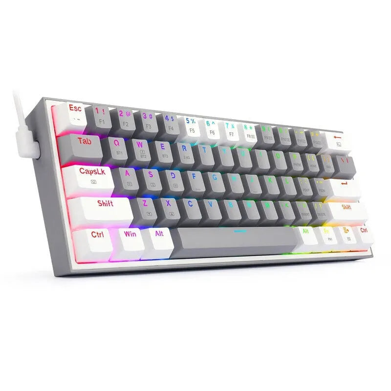 White pink RGB illuminated mechanical keyboard with dual colour keycaps and multimedia controls