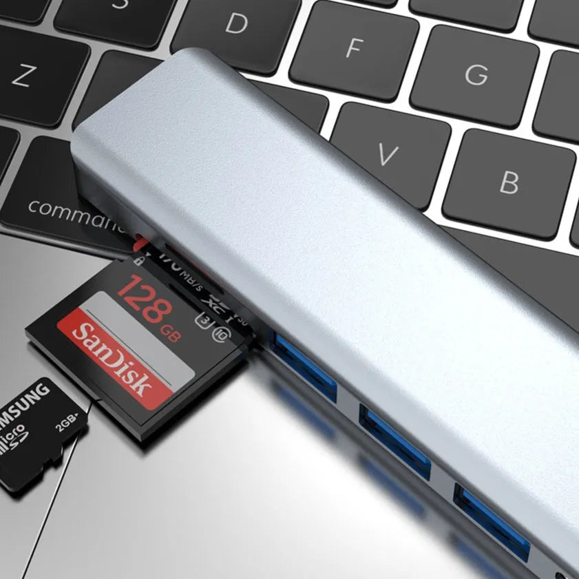 7-in-1 USB C hub expander with 145cm cable for computer docking stations