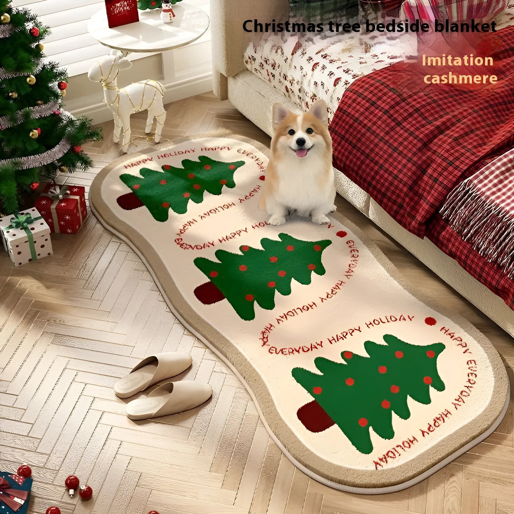 Alien-shaped Christmas carpet with plant patterns in imitation cashmere, shown in Ginger Cake Bear colour.