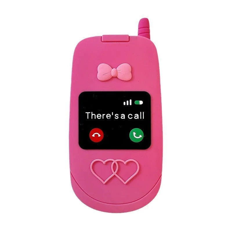Light pink silicone flip phone case with mirror for iPhone protection