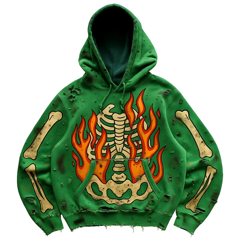 Green printed polyester casual sweater, sizes XS to 3XL, single coat pack