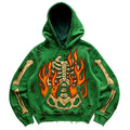Green printed polyester casual sweater, sizes XS to 3XL, single coat pack