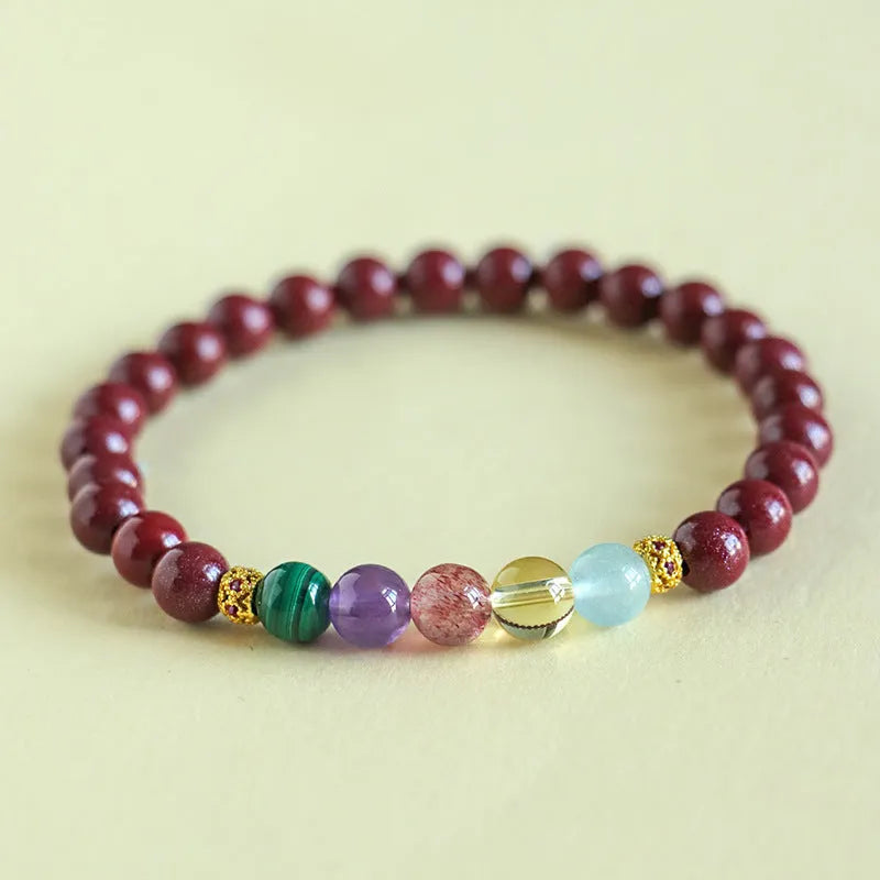 Purple gold cinnabar crystal string beads handcrafted bracelet 4mm or 6mm couple style