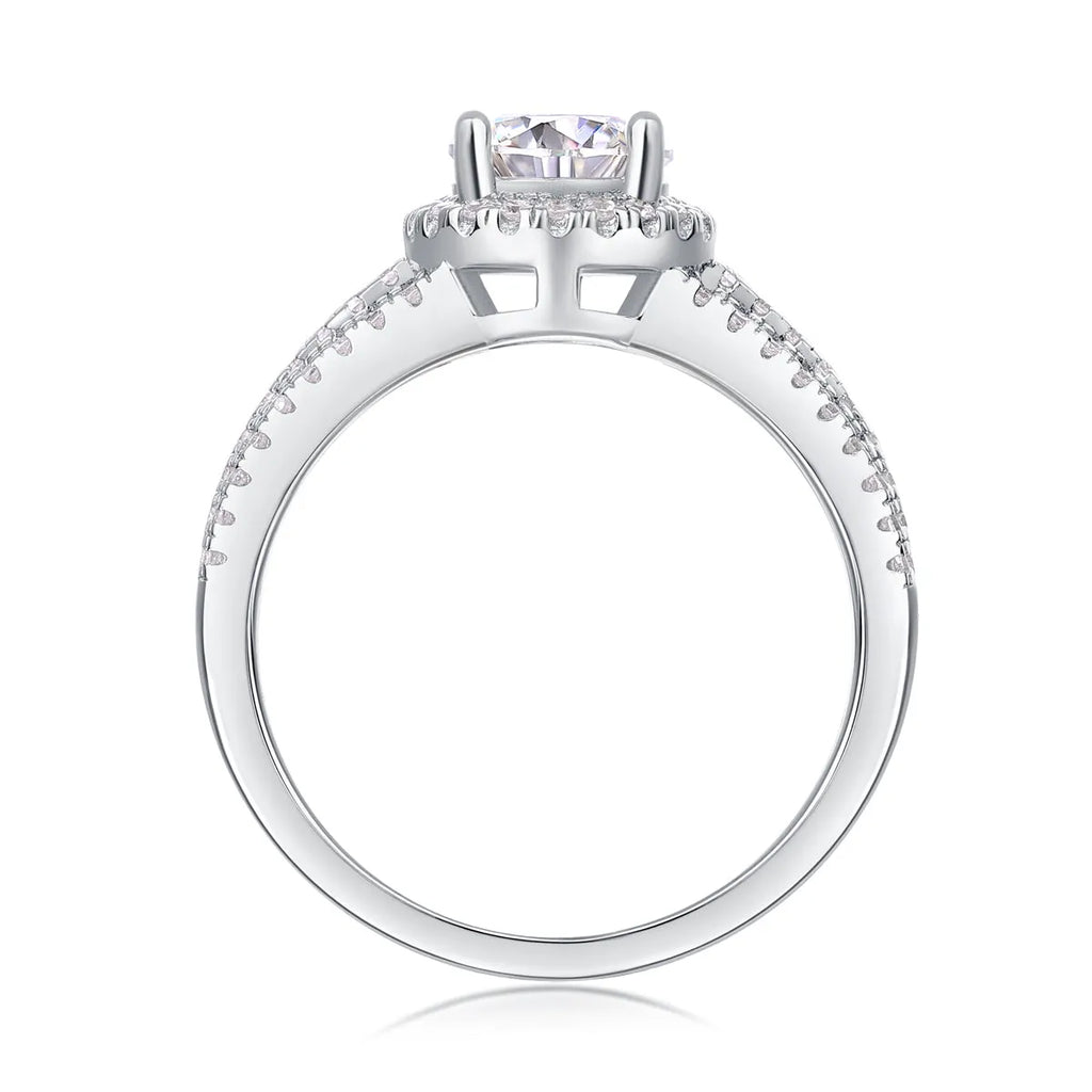 1-carat moissanite wedding ring set in S925 silver with platinum plating, sizes 5-9, gift box and GRA certificate