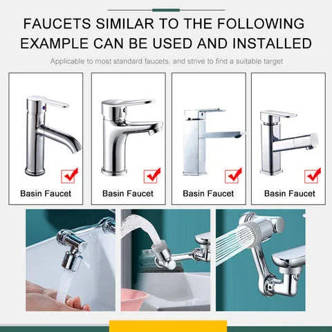 Swivel universal extension bubbler faucet with 1080-degree rotation and dual water modes