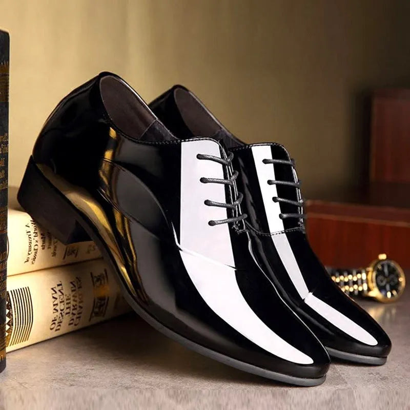 Men's black and brown formal business shoes with a tip toe shape, sizes 38-48