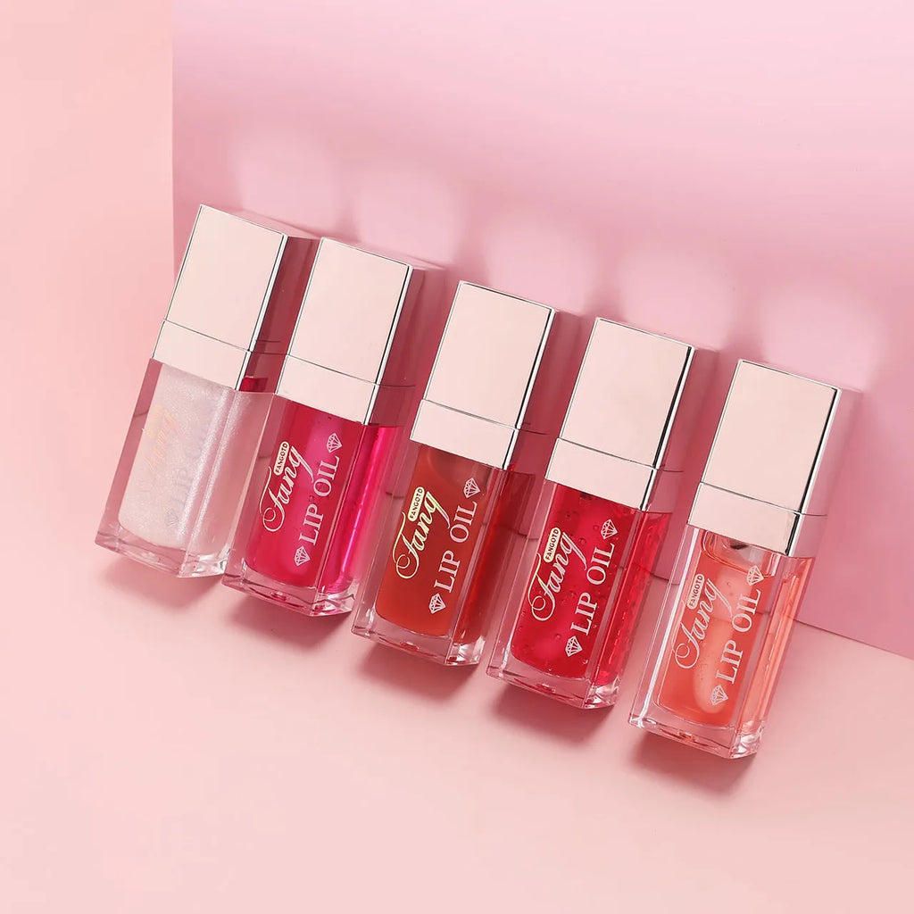 Five colour options of lip gloss mint lipstick with moisturising and repairing effects
