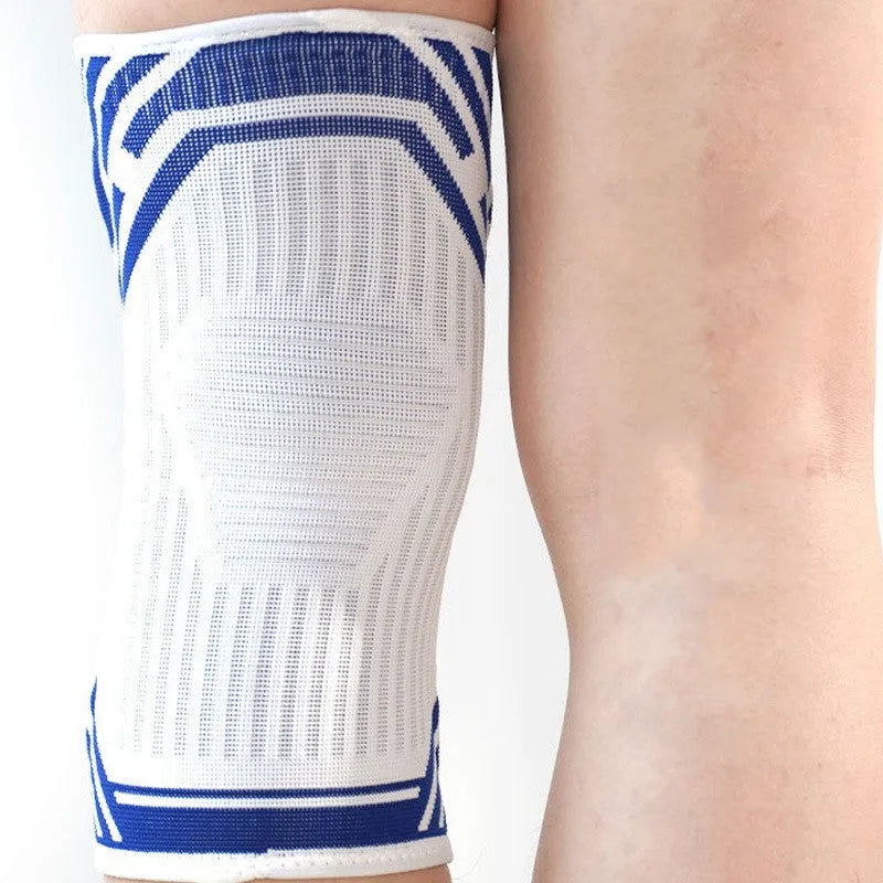Blue cotton elastic knee pad for adult basketball running sports protection