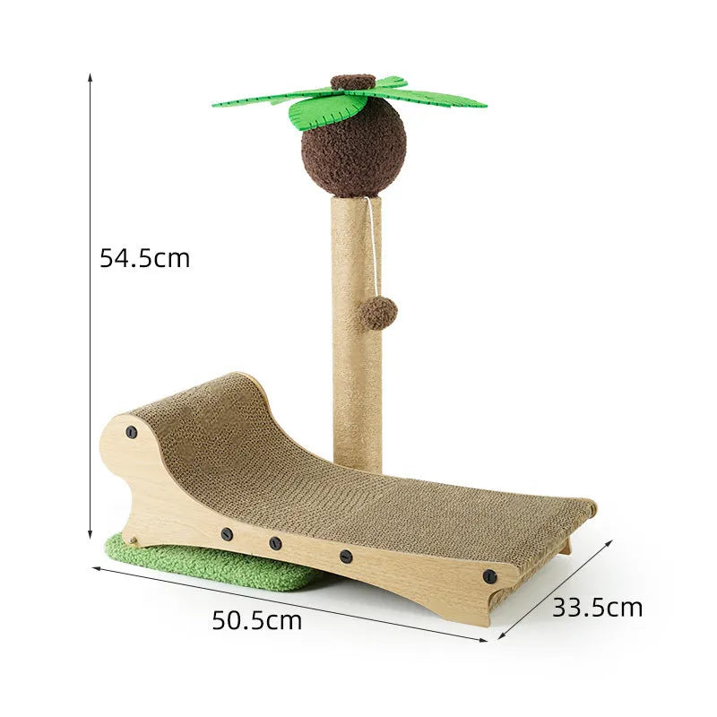 Wooden beach chair design cat climbing frame with scratch board and elevated nest area