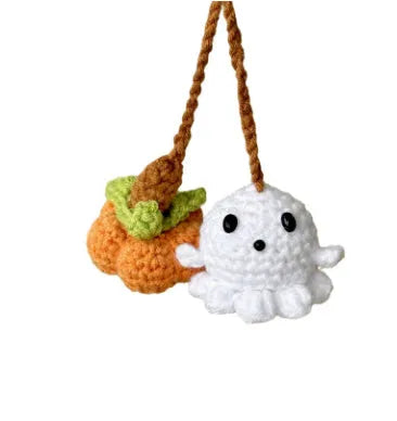 Plush hand-woven automobile hanging ornament with cartoon design for car interior decoration