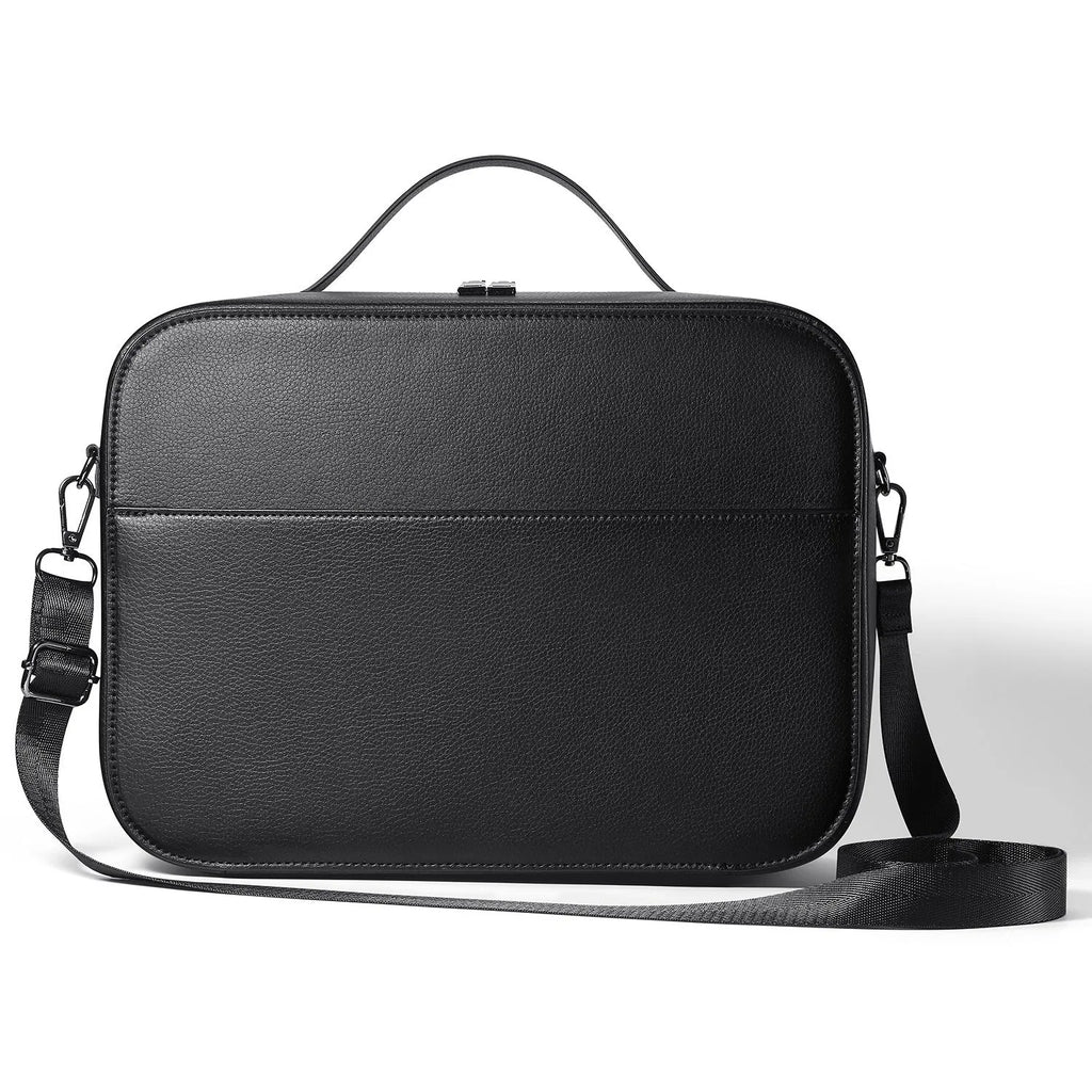 Black MR storage box for Vision Pro head-mounted equipment with superfibre construction showing 32.5×24.5×11.5cm dimensions