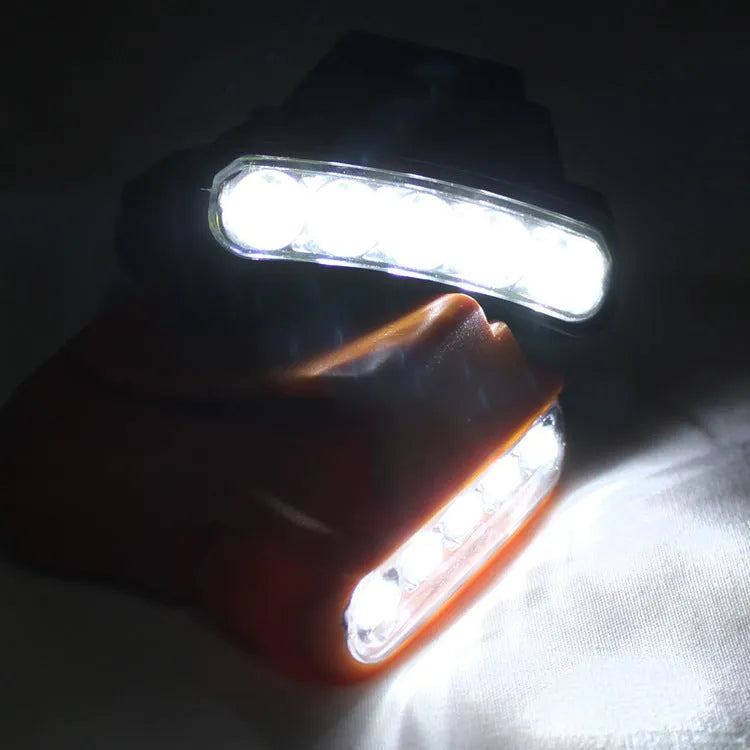 ABS plastic cap lamp with 5LED brim clip in black, 5x4.5cm, used for outdoor camping and hiking