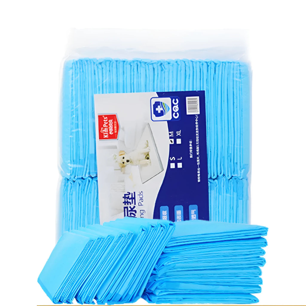 Blue disposable thickened absorbent pet diaper pad for dogs and cats