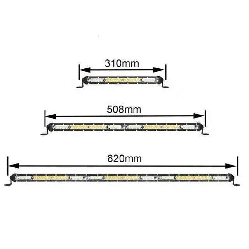 Ultra-thin single row white LED strip light bar with aluminium housing for vehicle roof mounting.