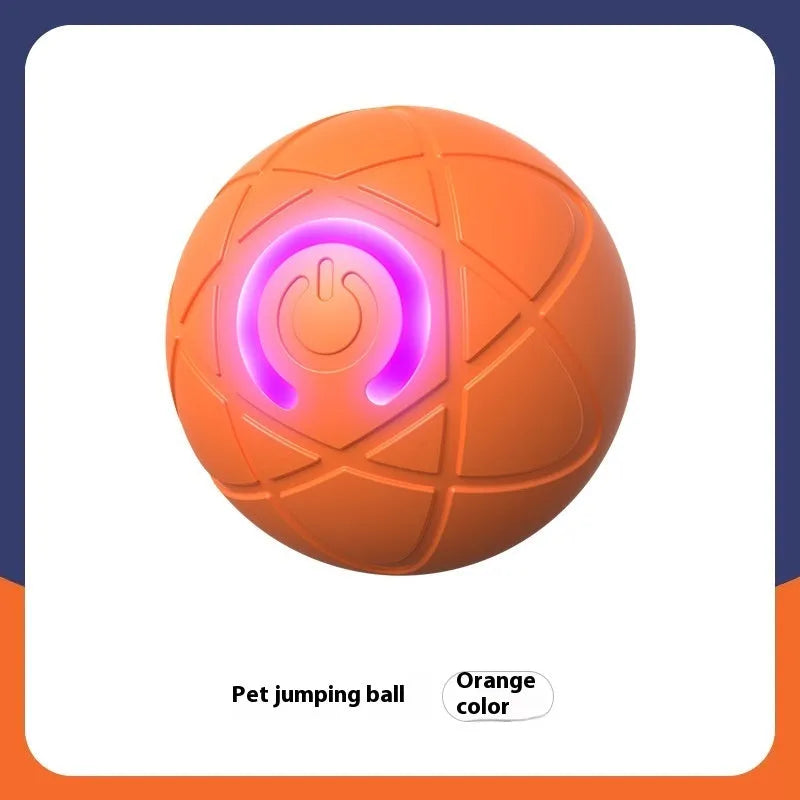Rubber pet toy ball for dogs and cats in orange red or sapphire blue, single or dual mode
