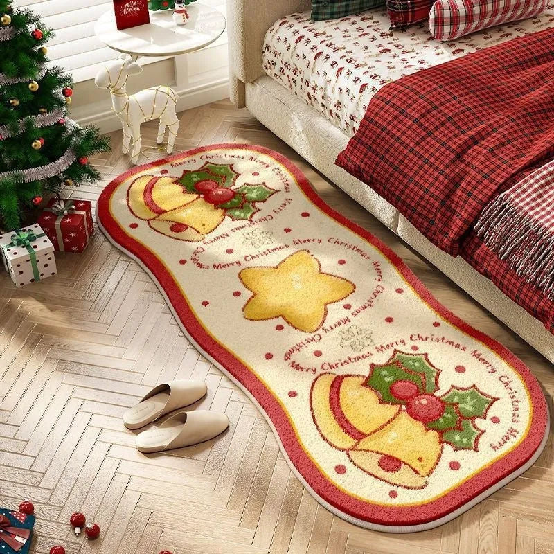 Alien-shaped Christmas carpet with plant patterns in imitation cashmere, shown in Ginger Cake Bear colour.