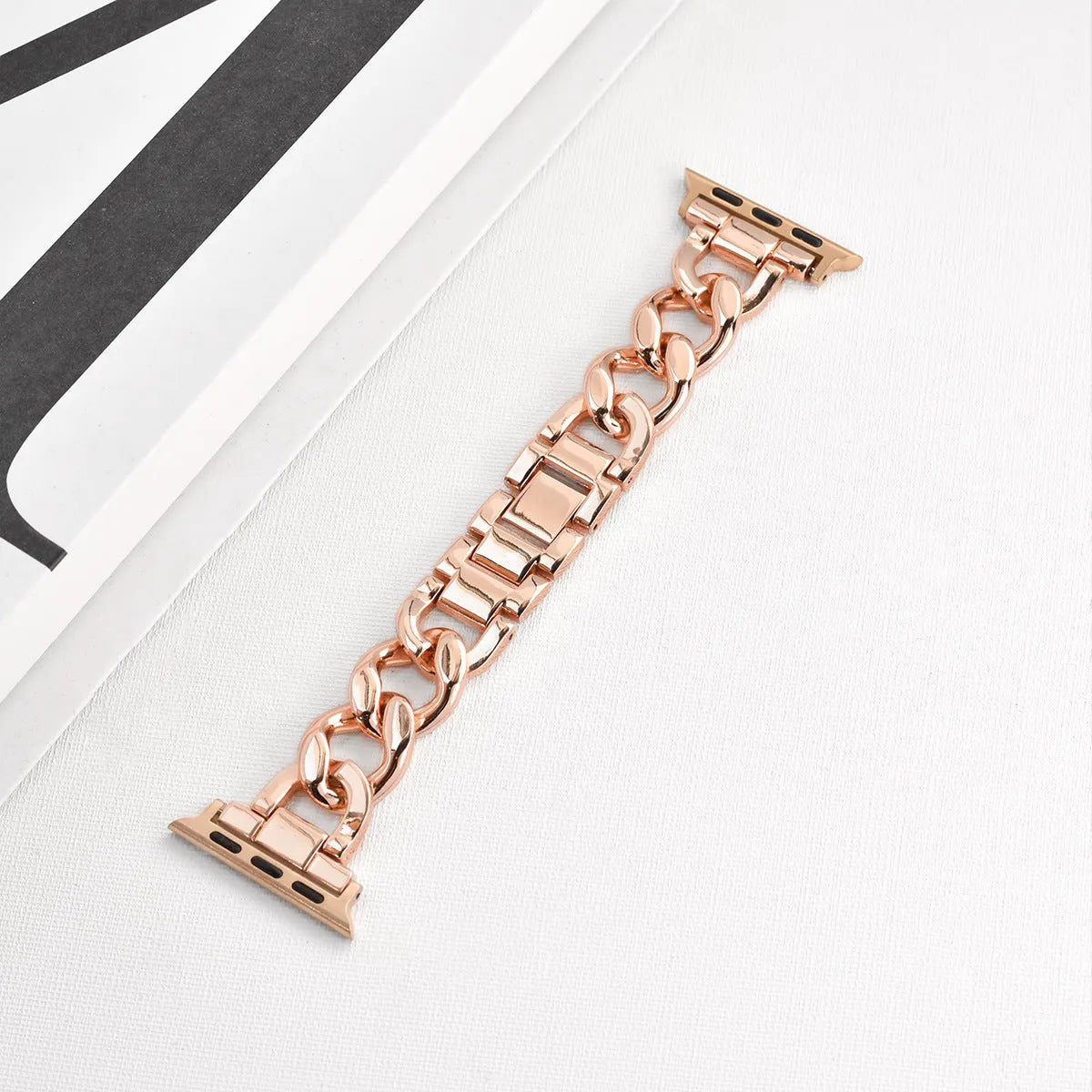 Denim chain link metal strap for Apple Watch in silver, black, gold, rose gold, and Starlight colours