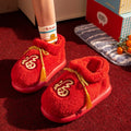 Red ethnic indoor woolen slippers with suede upper and EVA sole, sizes 36 to 45