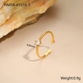 Open mouth geometric ring with a love heart shape and inlaid zircon, in stainless steel.
