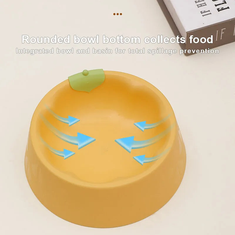 Green plastic pet double bowl with food and water compartments showing anti-tipping design