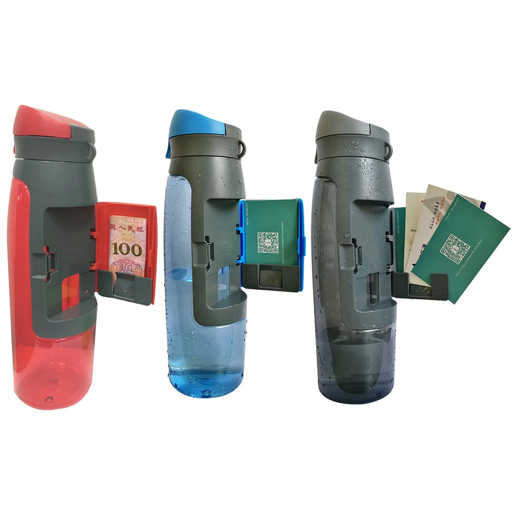 Water bottle diversion safe 750ml PET plastic hidden stash container in black, red, blue, yellow-green, or grey