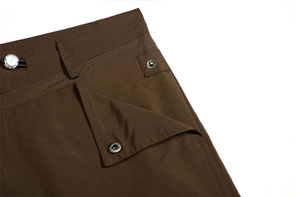 Men's loose cotton street workwear trousers in solid black or brown, sizes S to XL