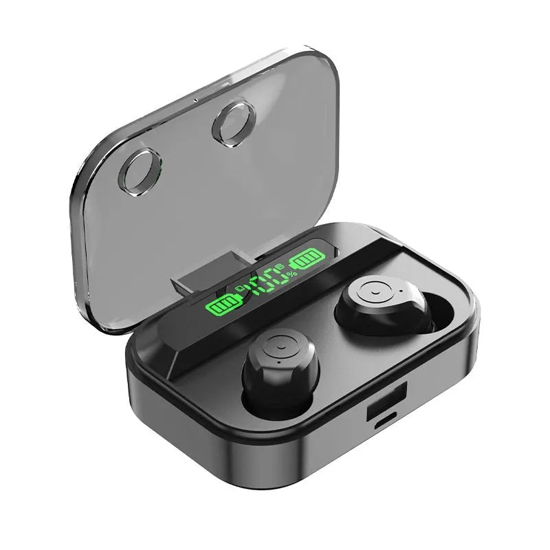 TG01 wireless Bluetooth headset black binaural earplug design voice control button