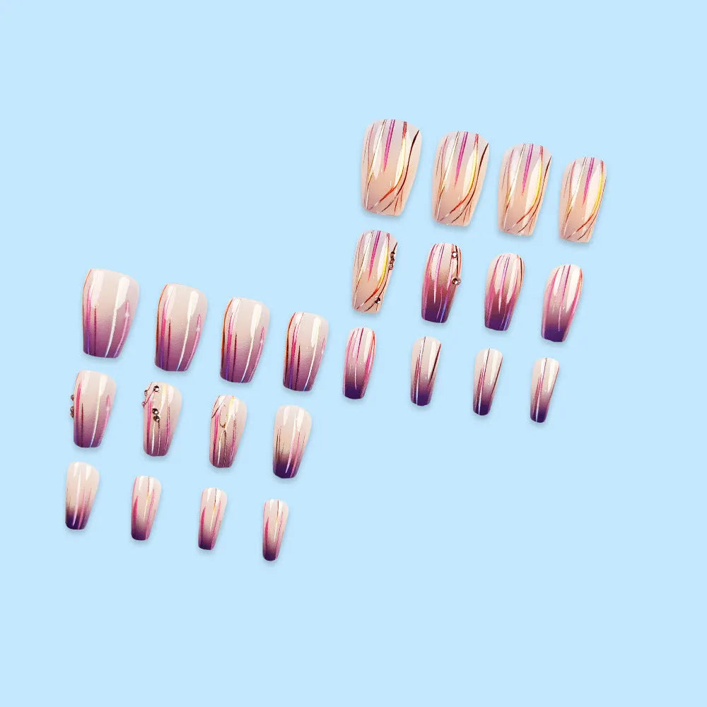 Magic colour asterism nail stickers with purple gradient starry sky pattern and jelly glue
