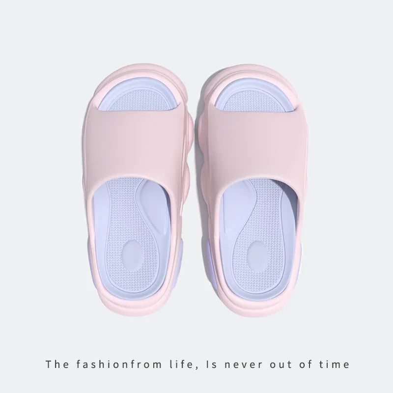 Soft EVA shark slippers non-slip unisex indoor bathroom flip-flops in beige with detachable design