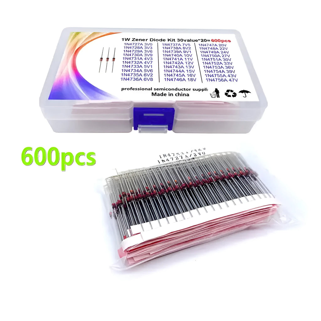1W Zener diode component with 50V reverse breakdown voltage in boxed packaging