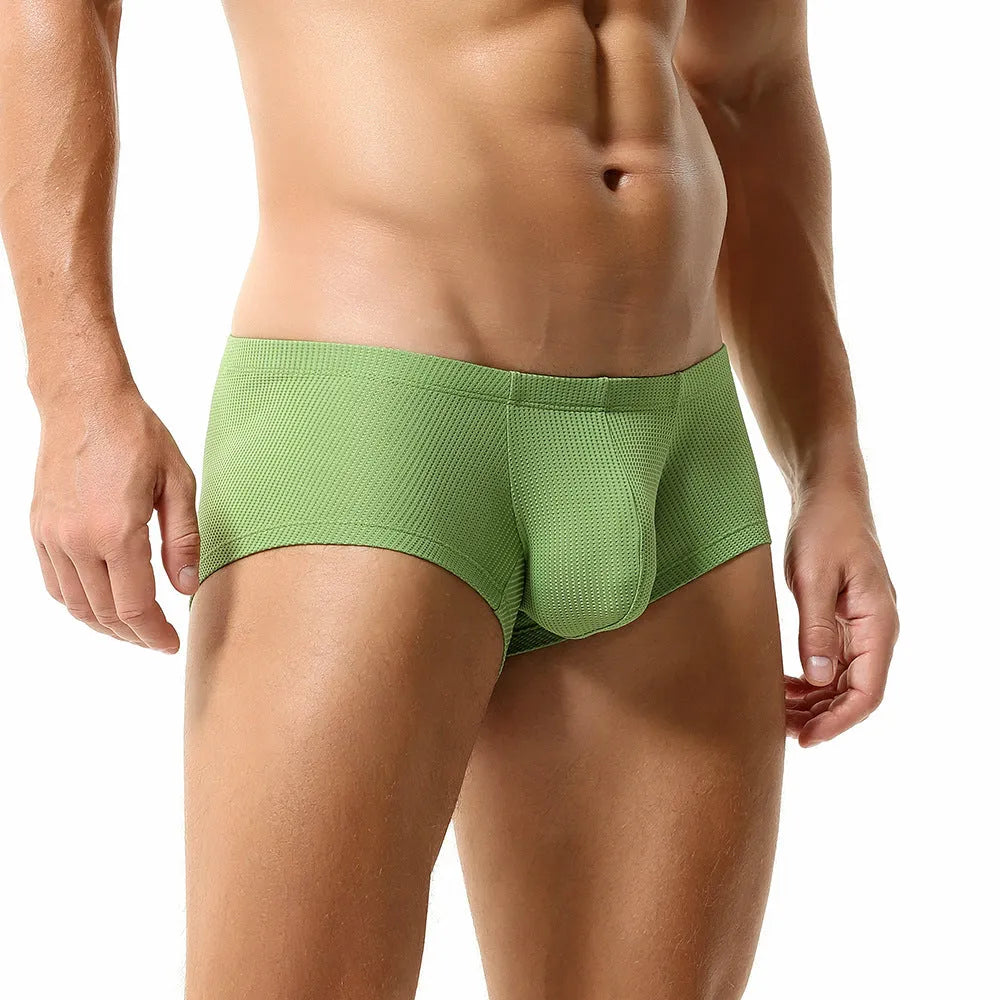 Men's solid colour nylon boxer shorts with low-waist design