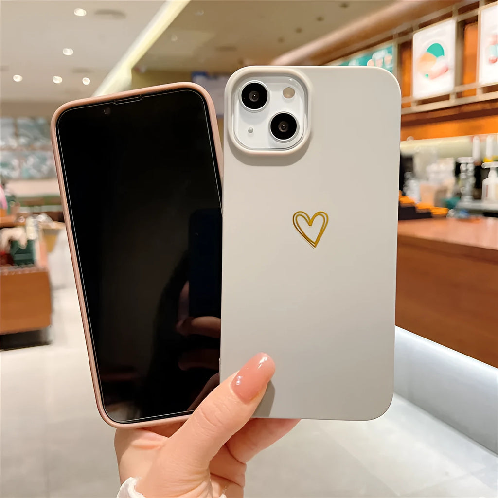 Soft silicone iPhone case with simple solid colour and hot stamping love design