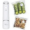 White USB electric suction pump with five plastic vacuum bags for food preservation