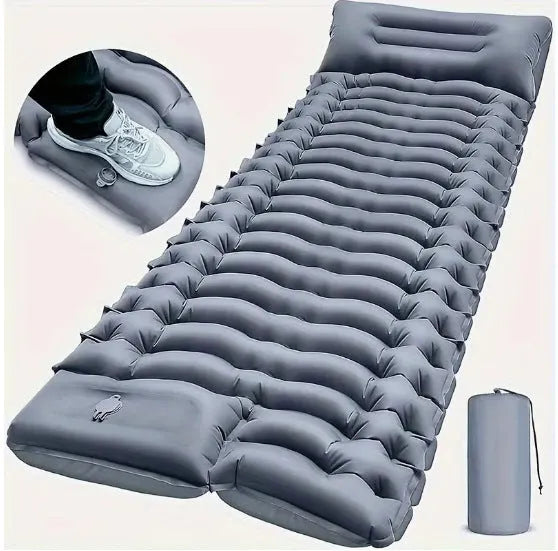 Ultra-light inflatable camping mattress 190x68x10cm in green or grey Chunya spinning composite TPU
