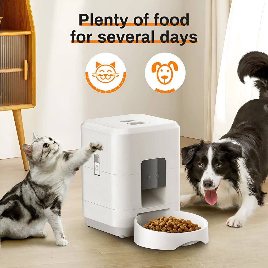 Pet Smart Feeder 2L round bullet black button automatic dog feeding machine with USB cable and adapter