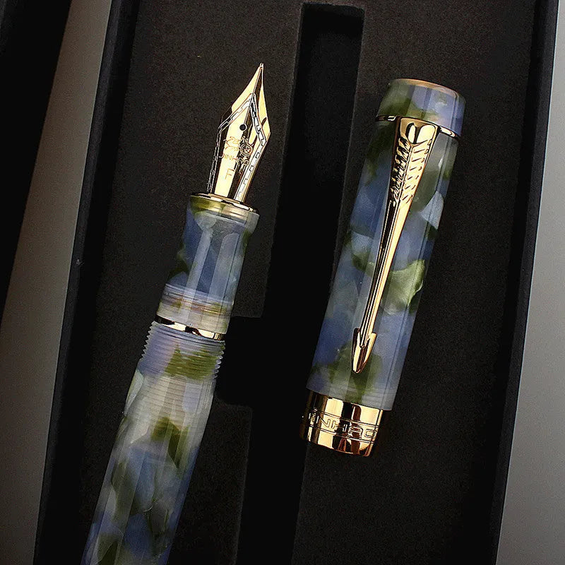 Deep bath green metal pen with three tip size options for writing and sketching