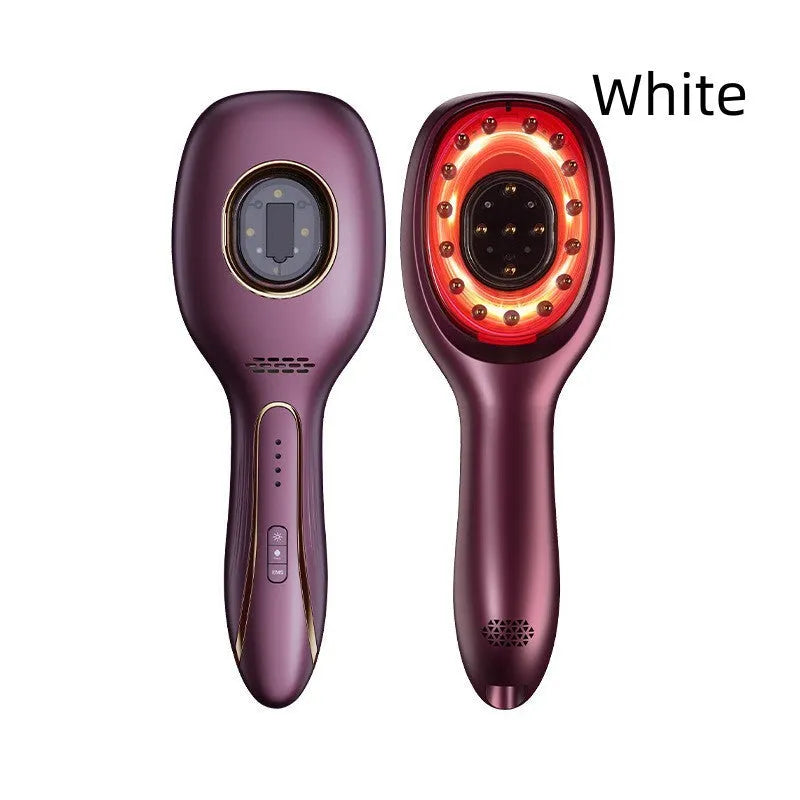 Red and blue light hair growth comb by USB cable, 82x235x41mm, pink purple white colours