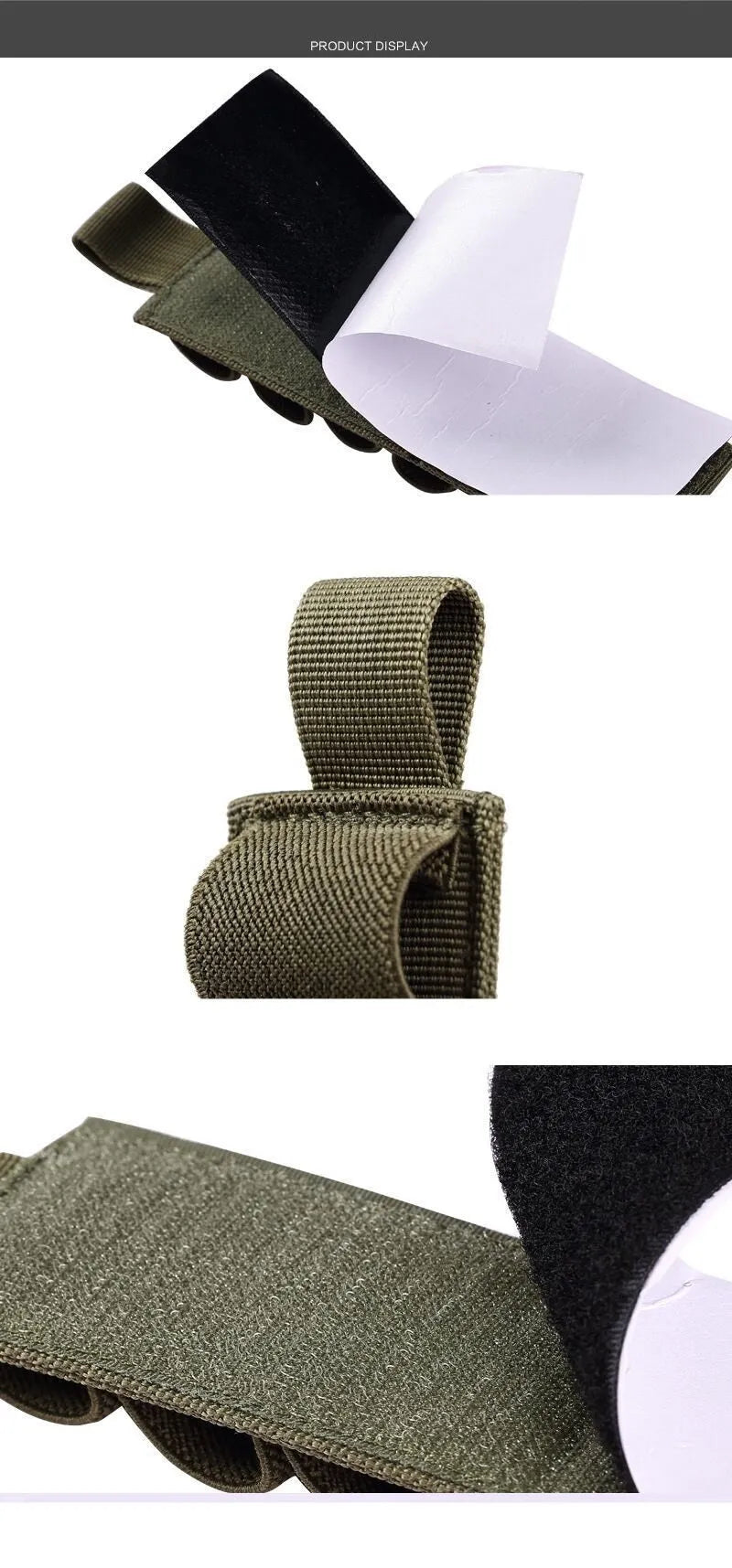 Tactical 6-hole storage sticker made of 1000D nylon in army green, showing six slots for tools.