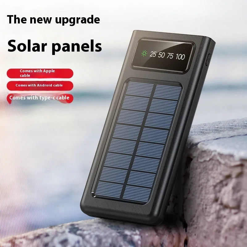 20000mAh solar power bank with cable in black or white