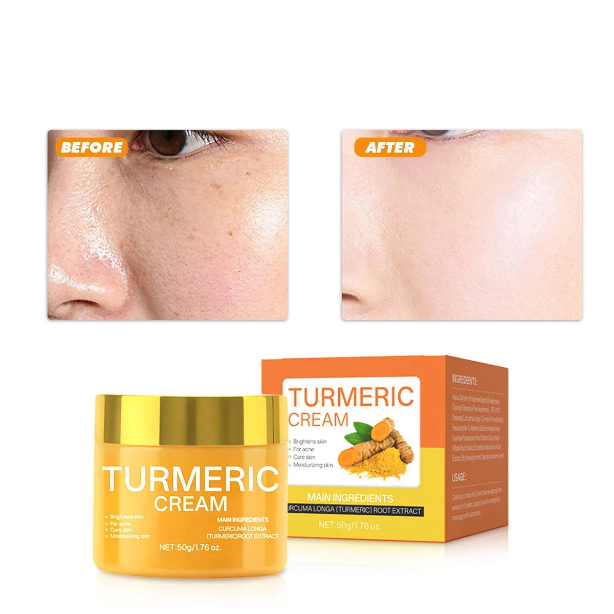 50g brightening moisturising cream jar with hydrating nourishing formula
