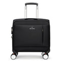 18-inch black Oxford cloth boarding suitcase with retractable handle and universal wheels