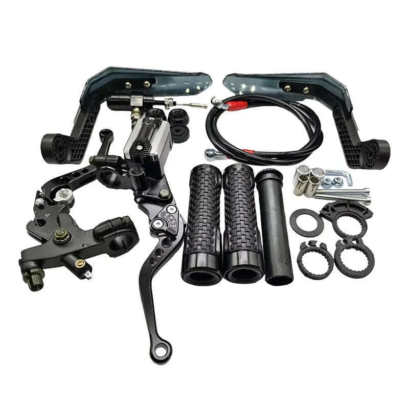 Black motorcycle brake cover for brake and clutch lever modification, general fit, supplied as one brake set.