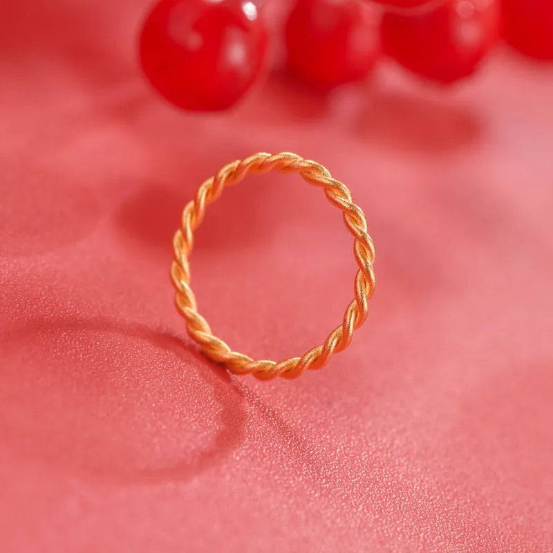 Brass gold plated women's ring in twist, glossy, or matte bracelet styles