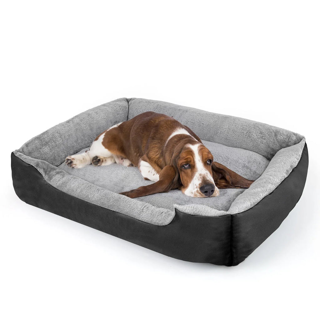 Black cloth dog nest bed for medium to large dogs with raised edges, 110 cm 2XL size